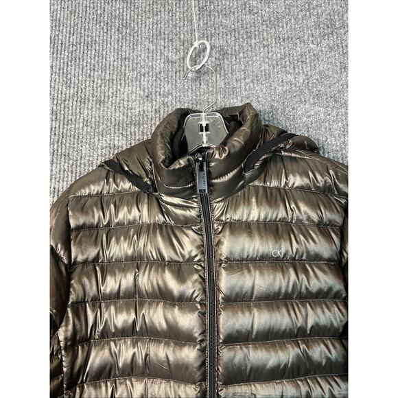 Calvin Klein Womens Packable Premium Down Puffer Jacket Size XS Brown Zip Up - Picture 3 of 11